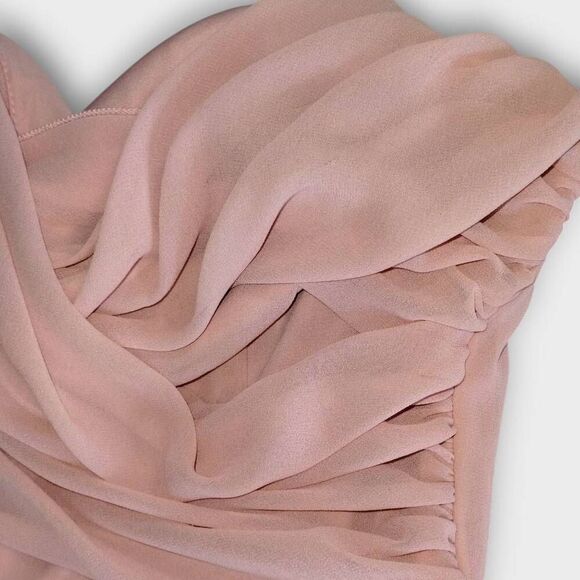 Lulus Maxi Gown Sz M Royal Engagement Strapless Blush Pink Dress Wedding Glamour - Picture 7 of 15